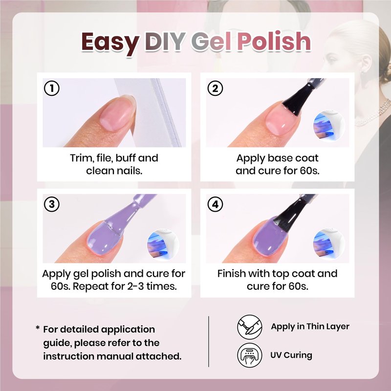 Beetles Gel Nail Polish Set - 44 PCS Brown Nude Burgundy Gel Polish Nails Fairytale Town Collection with 4Pcs Base Glitter Matte Glossy Top Coat Soak off Uv Gel DIY Manicure
