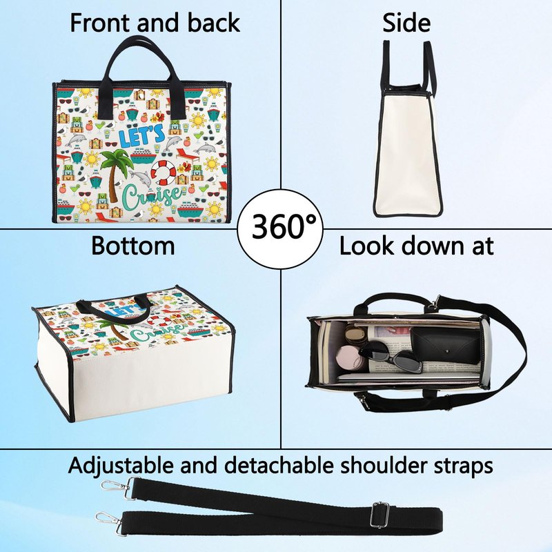 LEVLO Cruise Vacation Cosmetic Make Up Bag Summer Beach Vacation Gift Let's Cruise Makeup Zipper Pouch Bag For Friend Family (Let's Cruise LT)