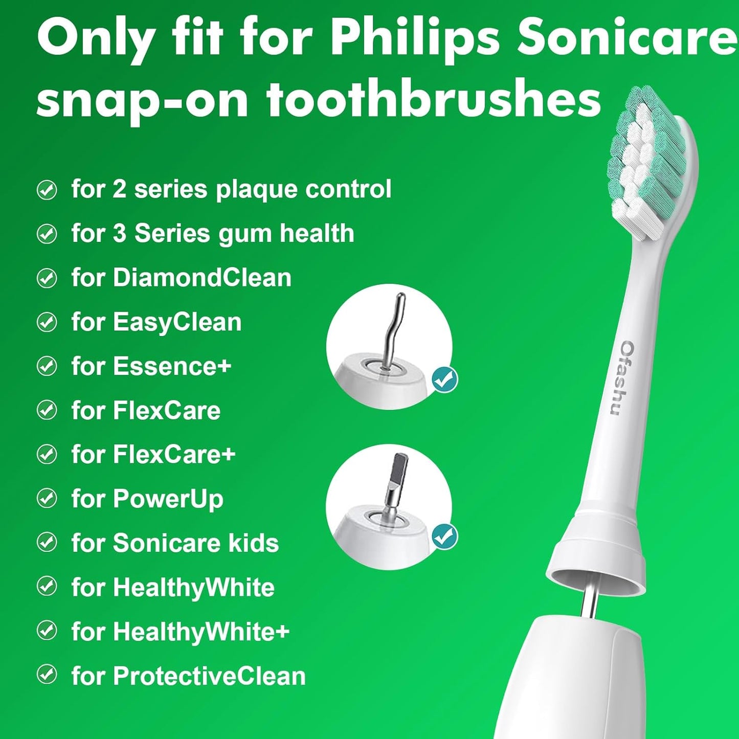 Philips Sonicare Replacement Brush Heads - Compatible with C1, C2, 4100, 5100, 6100 - 8 Pack White