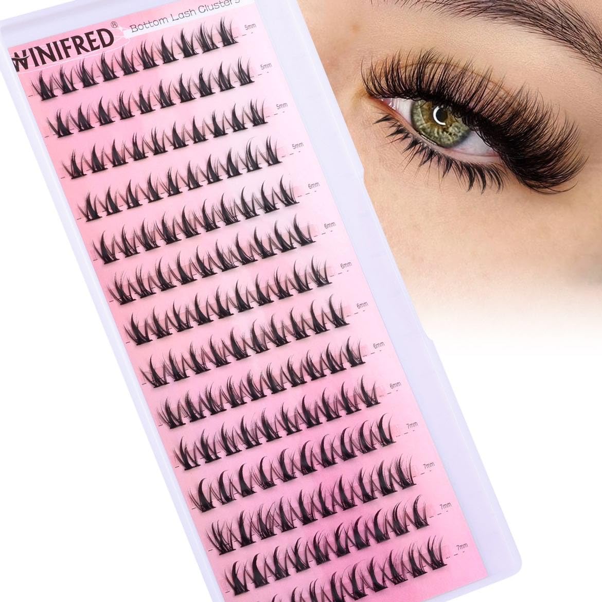 Winifred Bottom Lash Clusters Thick Volume Lower Lash Extension DIY Individual Lashes Bottom Clusters Lashes for Cluster Eyelash Extensions (168pcs)