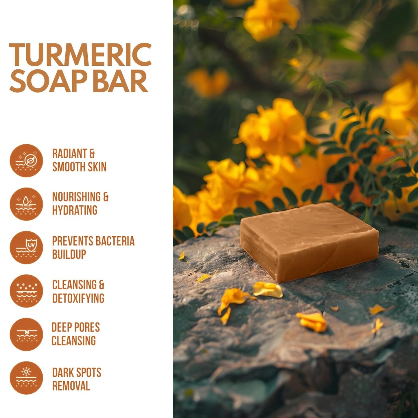 Simret Beauty Turmeric Soap Bar - Natural Face & Body Cleanser with Turmeric & Charcoal for Acne, Dark Spots, and Skin Brightening, Organic, Cruelty-Free, Sulfate-Free, 4.2 oz