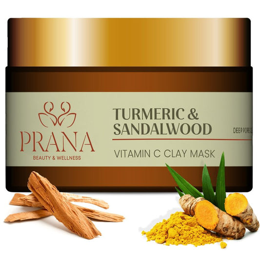 PRANA Beauty Turmeric & Sandalwood Face Mask 60ml | Three-Clay Formula | Bentonite + French Pink Clay + Kaolin | Turmeric Root Extract | Pore Purifying | Brightening | Vegan | Cruelty-Free 60ml Pack 1