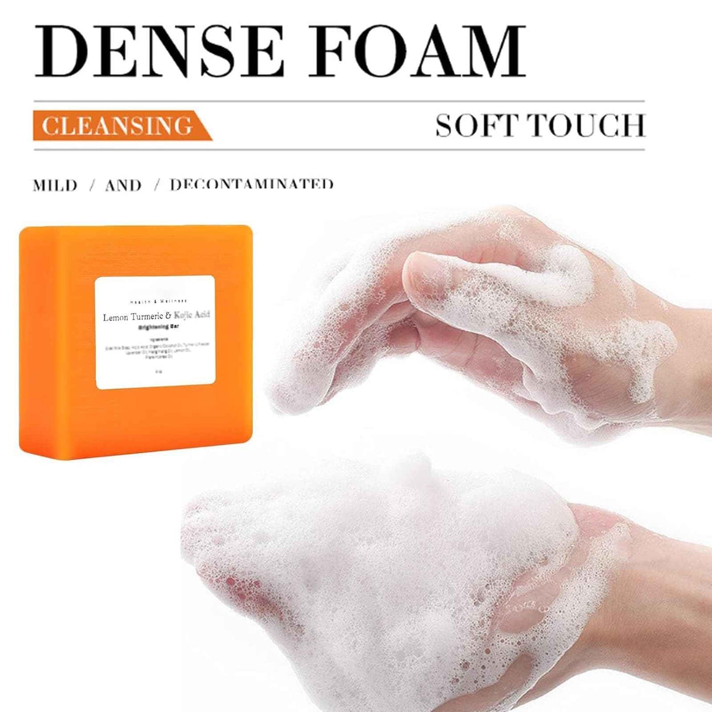 guluxly Lemon Turmeric Kojic Soap Bar – Natural Turmeric Handmade Soap with Lemon, Vitamin C for All Skin Types