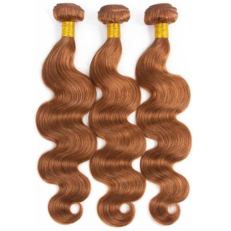 Human Hair Bundles - 12A Unprocessed Brazilian Virgin Hair | Body Wave Brown 30 Color, 8-10-12 Inch for Quick Weave