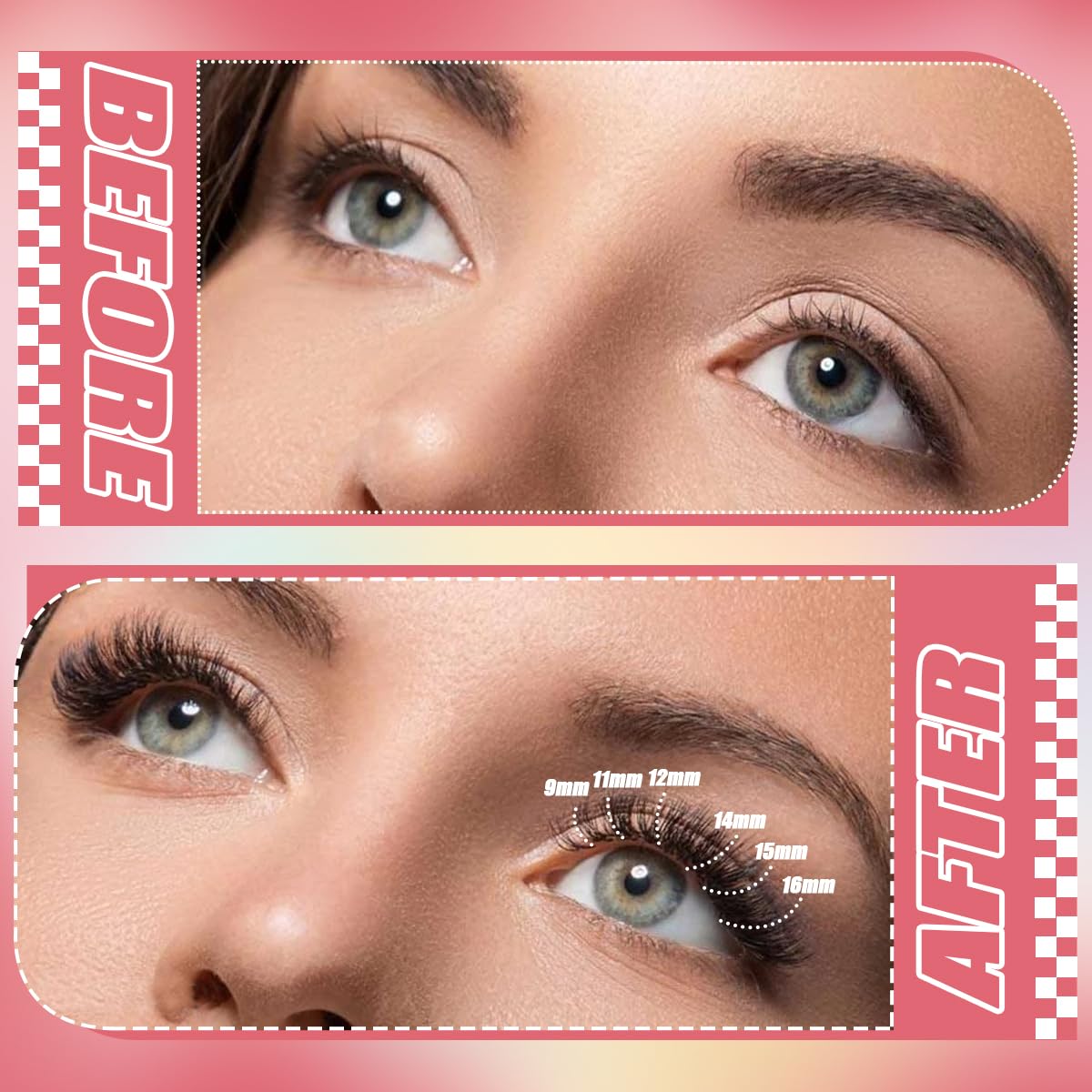 DNSGOOR DIY Lash Extension Kit 684Pcs 10-18mm D Curl Lashes Clusters with Lash Bond and Seal Glue Remover Lash Shampoo Cleansing Brush Headband Wristband Tweezers Eyelash Brush Applicator