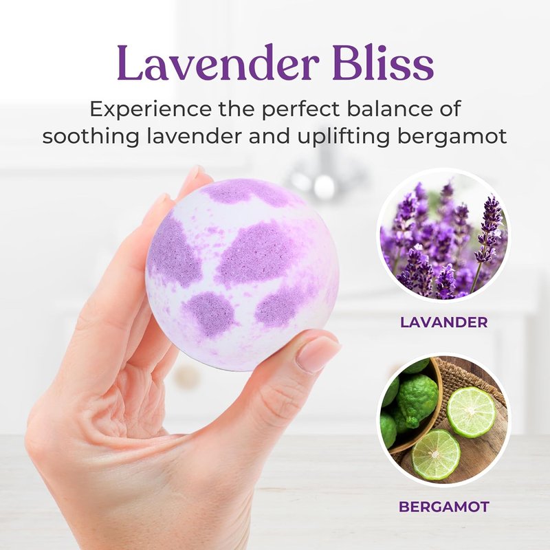 Lavender Bath Bombs for Relaxation | Mega Foaming Shea Butter & Essential Oils | 3 x 100g Gift Set