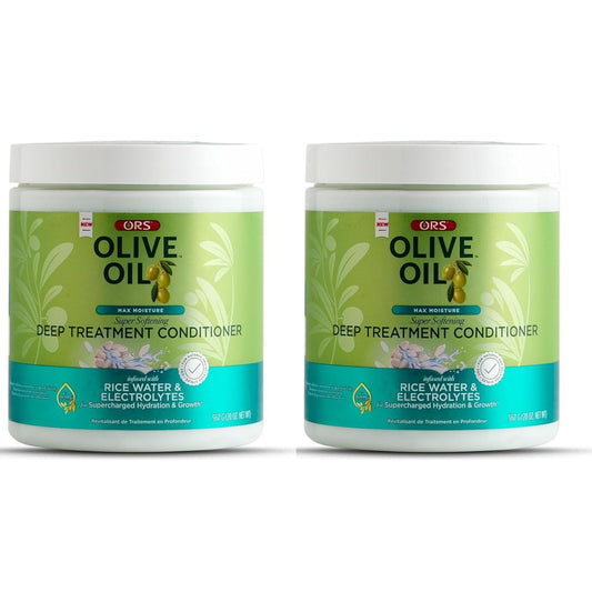 ORS Olive Oil Max Moisture Deep Treatment Conditioner with Rice Water & Electrolytes 20.0 Ounces (Pack of 2)