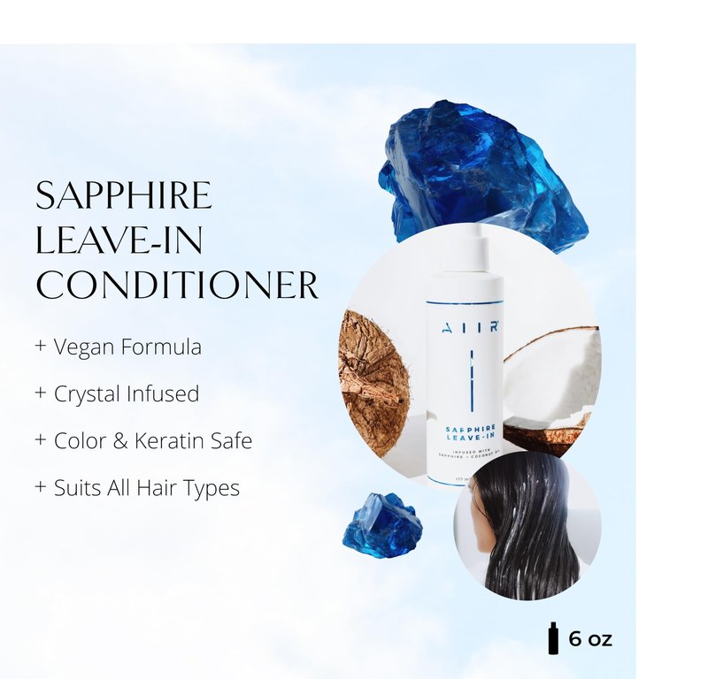 AIIR Sapphire Leave In Conditioner - Lightweight Moisturizing Detangler, Hydrate Dry Damaged Hair, Tame Frizz & Flyaways, Heat Protectant Spray for Blowouts and Thermal Styling, 6 oz