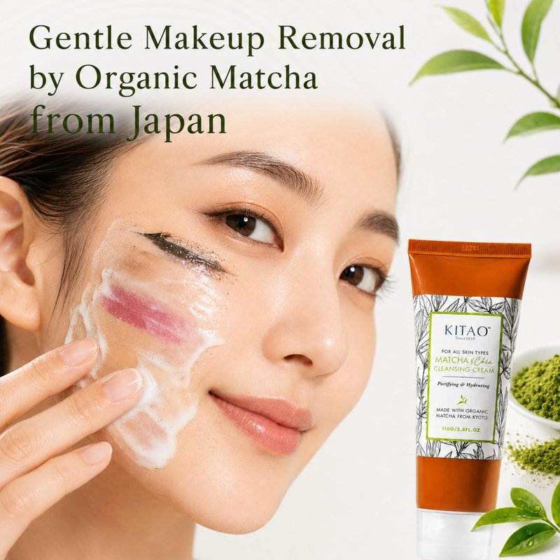 KITAO Organic Moisturizing Oil & Makeup Remover for Dry, Oily & Sensitive Skin Women & Men, Hydrating Cleansing Cream with Natural Matcha& Chia& Antioxidant for Eyes, Face, Lip from Japan, 3.8 Fl Oz