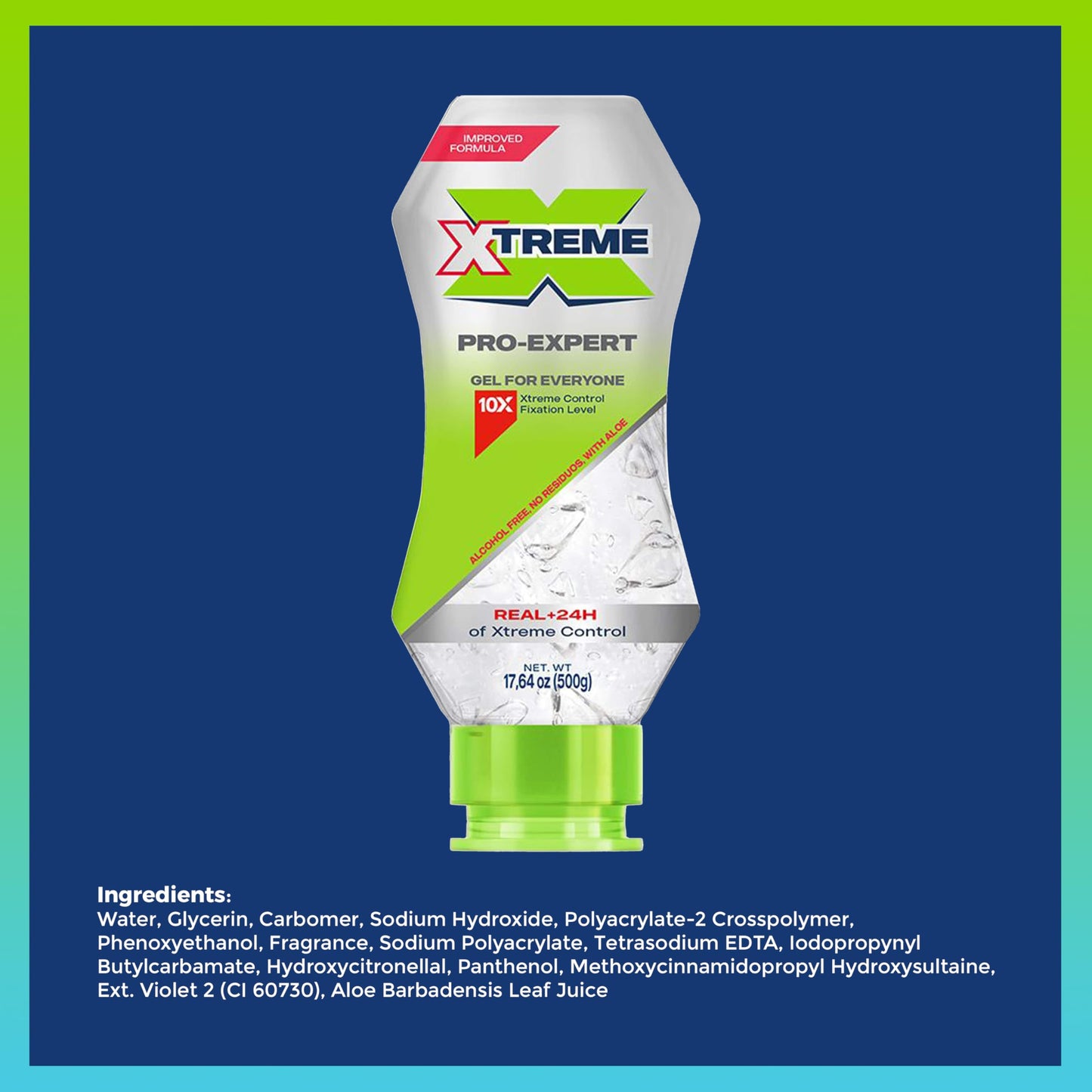 Xtreme Pro-Expert Clear Styling Hair Gel, Alcohol-Free 24-Hours Extreme Control with Aloe Vera, 17.64 oz Squeeze Bottle (Pack of 12)