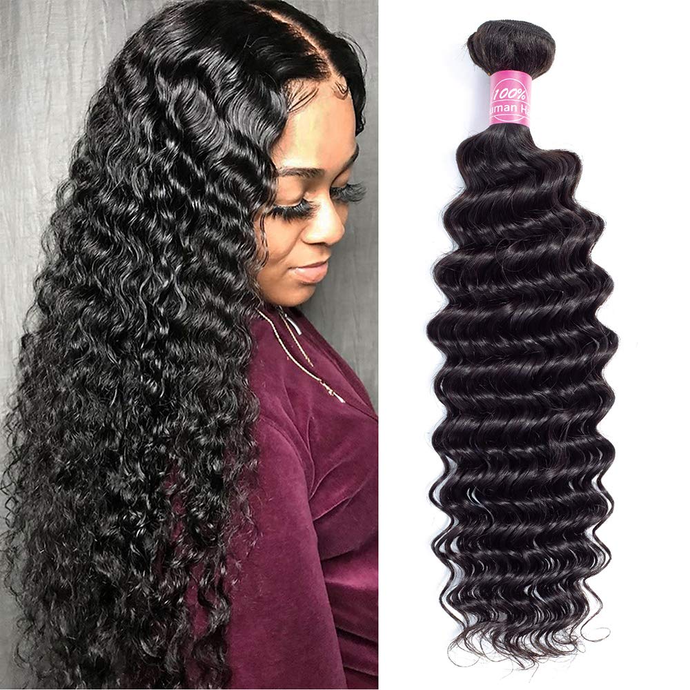 FQ Deep Wave Human Hair 1 Bundle 20 inch Brazilian Deep Water Curly Weave Hair Bundles Unprocessed Virgin Deep Wave 100g Natural Color