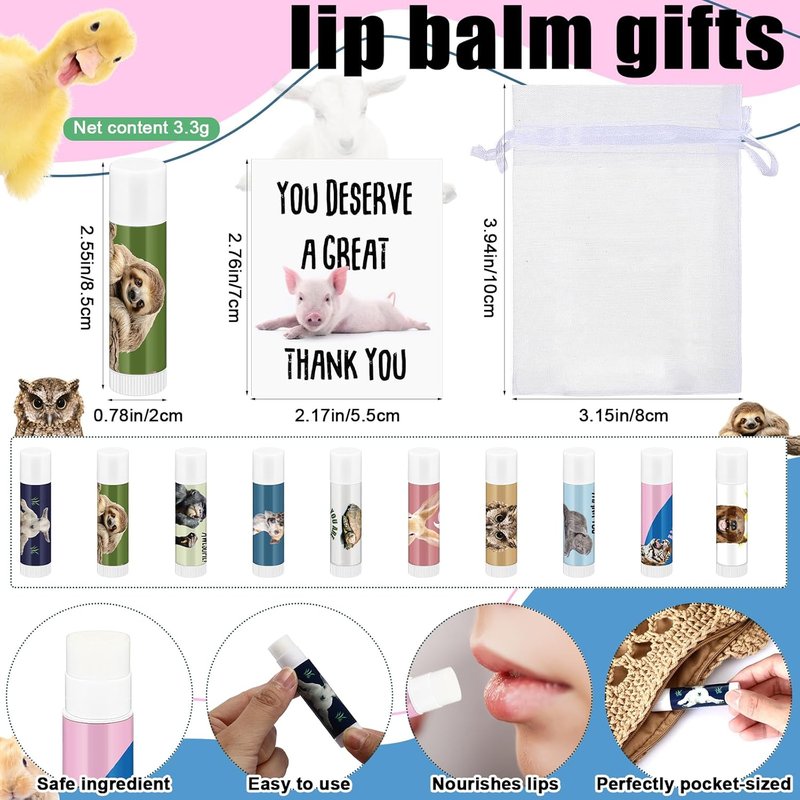 Nurse Appreciation Gifts - 40 Sets Inspirational Lip Balm & Note Cards | Organza Bag for Nurse Week