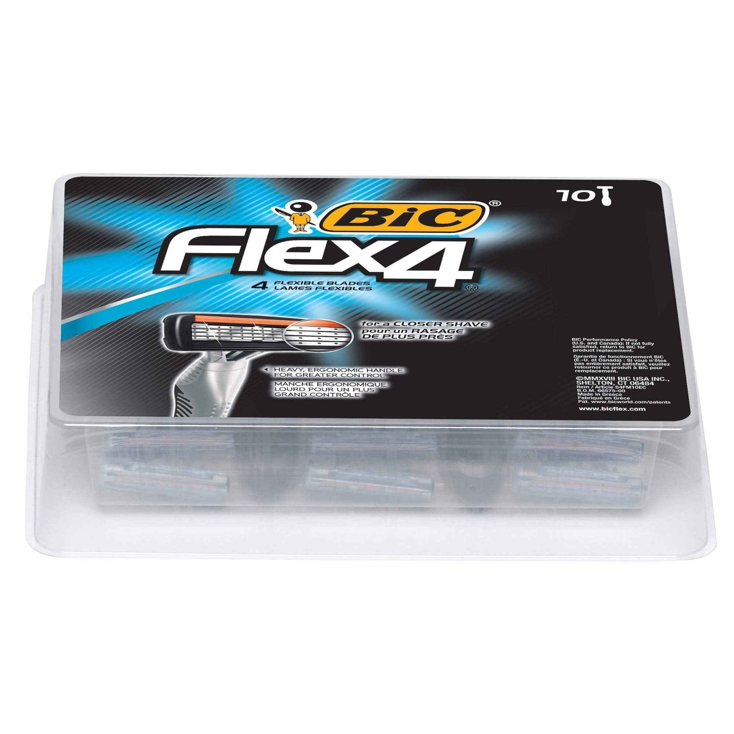 BIC Flex 4 Sensitive Disposable Razors For Men, For a Smooth, Ultra-Close and Comfortable Shave, 10 Piece Disposable Razor Set with 4 Blades
