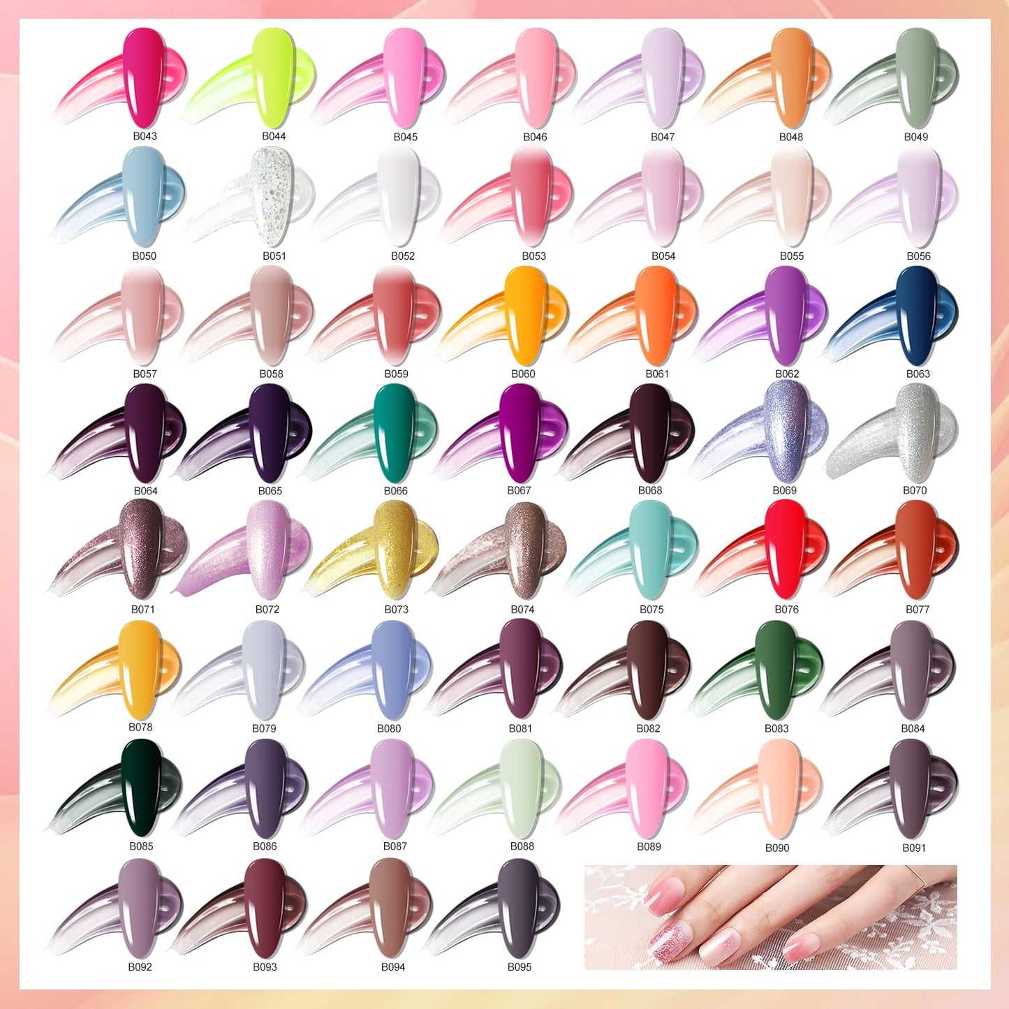 JODSONE Gel Nail Set 20+3 Colors High Shine Gorgeous Gel Polish Base Top Matte Coat Nice Gifts Show Charm