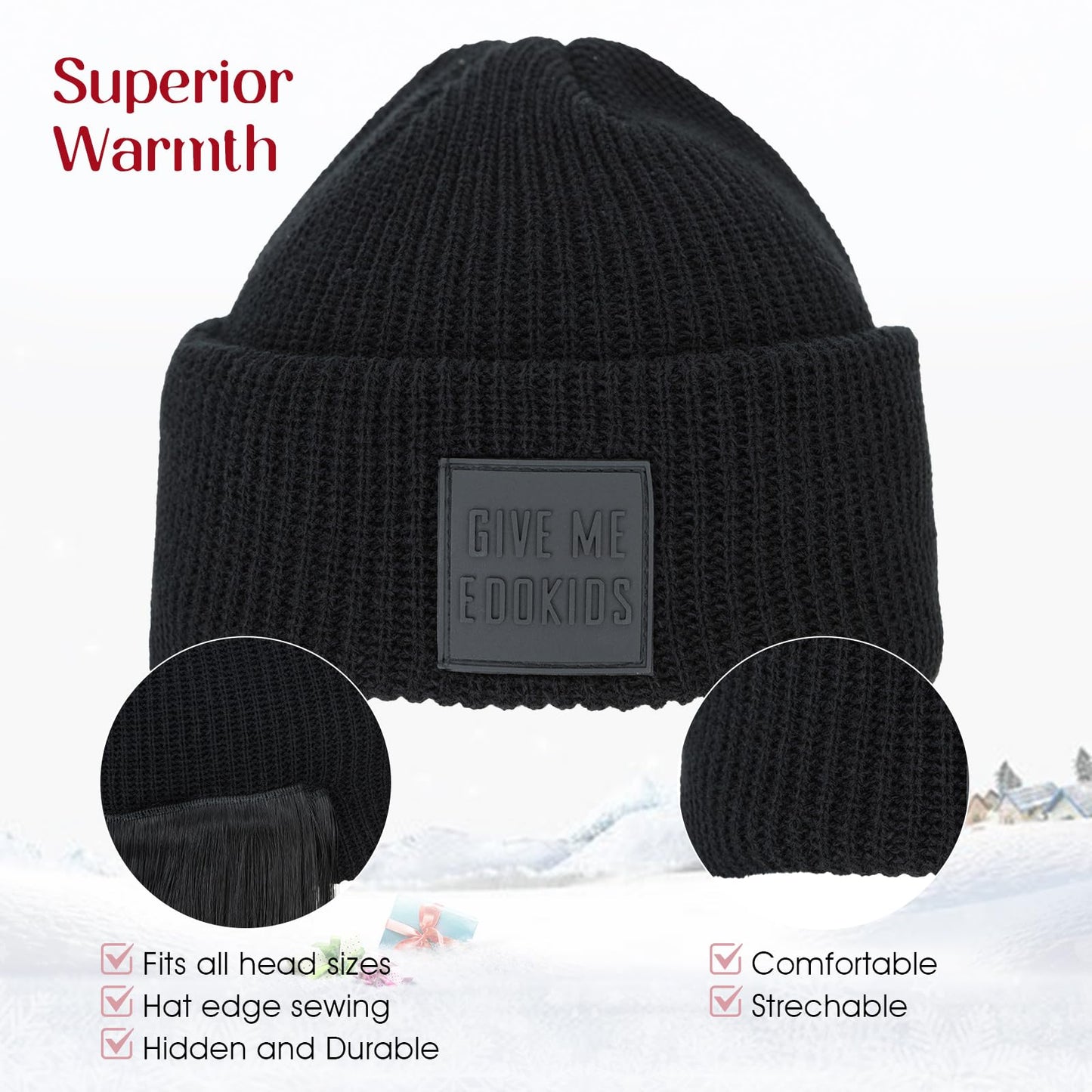 S-noilite Beanie Wig Hair Extensions,11 Inch Short Straight Hair Extensions with Knitted Hat Wigs for Women Winter Medium Brown