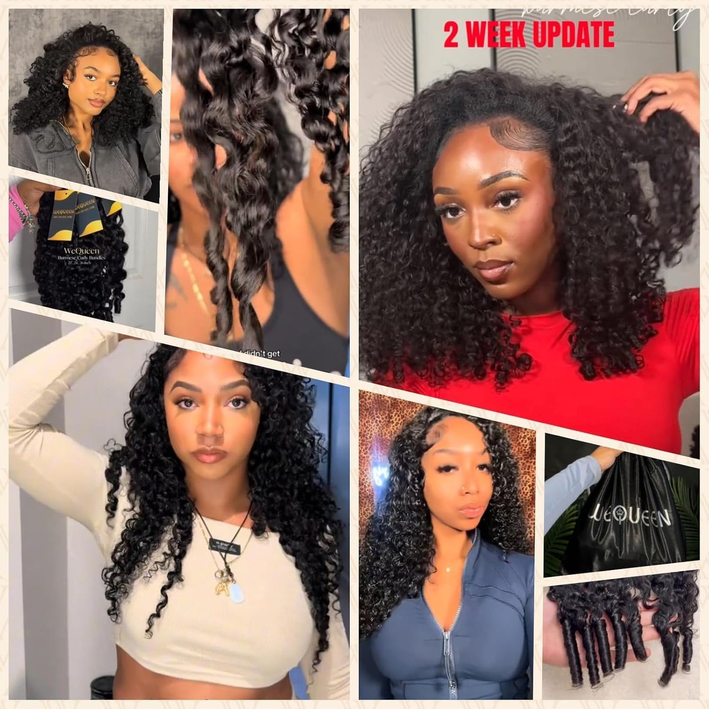 Wequeen 16A Burmese Curly Human Hair Bundles 18 Inch 100% Unprocessed Brazilian Virgin Hair Quick Weave Bundles Human Hair Extensions Real Human Hair, Natural Black