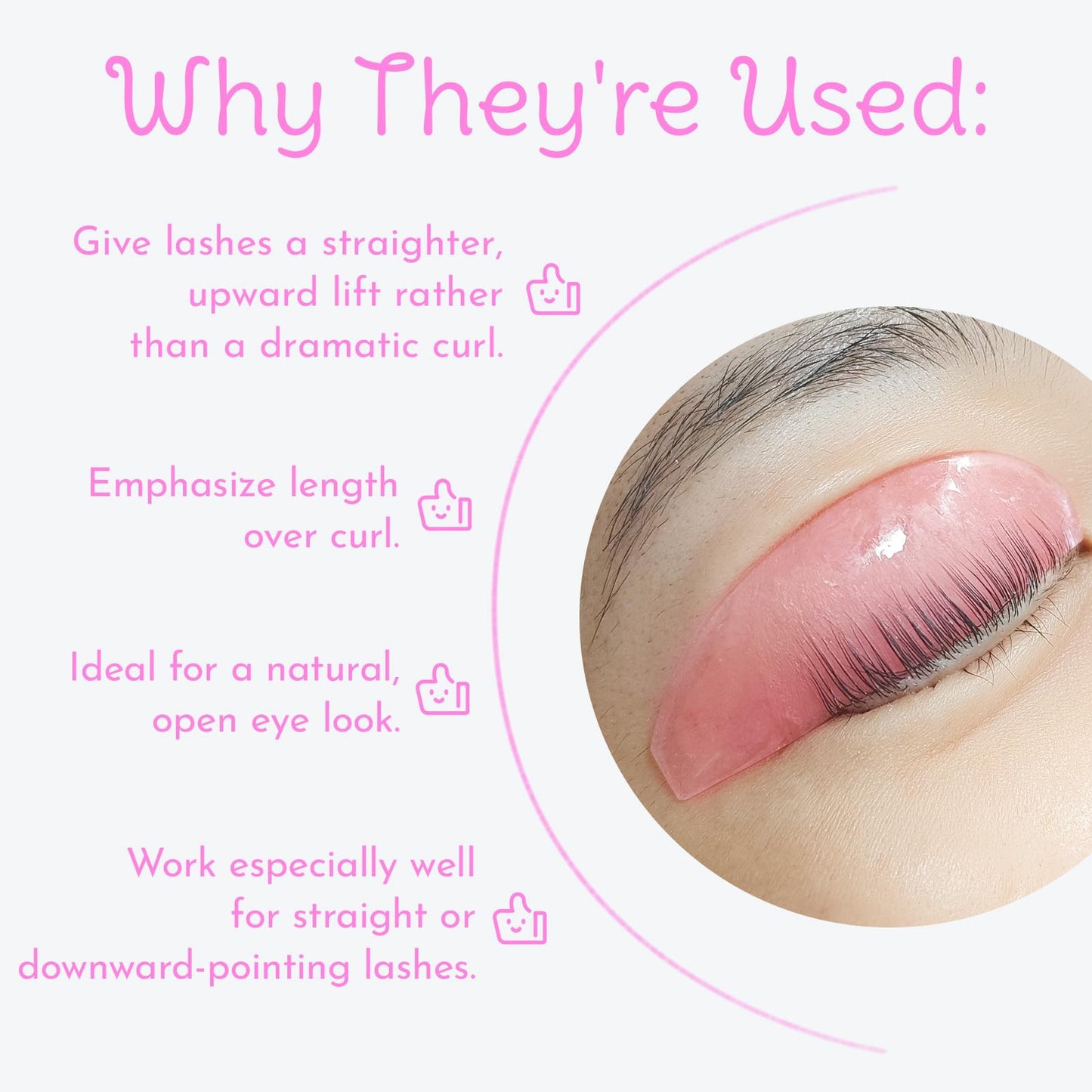 Lomansa Flat Lash Lift Shields - Glueless & Super Sticky Silicone Pads for Eyelash Perming, Ultra Thin Lash Softening Rods for Easy Korean Lash Lift (Rose)