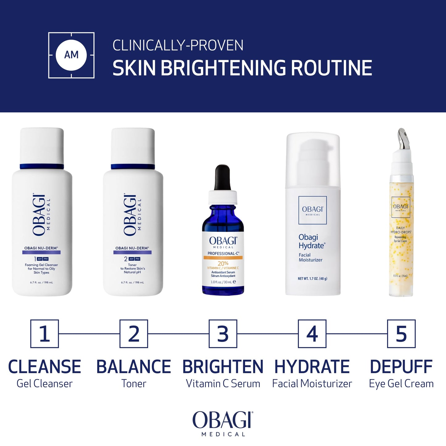 Obagi Professional C Serum 20%, Vitamin C Facial Serum with Concentrated 20% L Ascorbic Acid for Normal to Oily Skin, 1.0 Fl Oz
