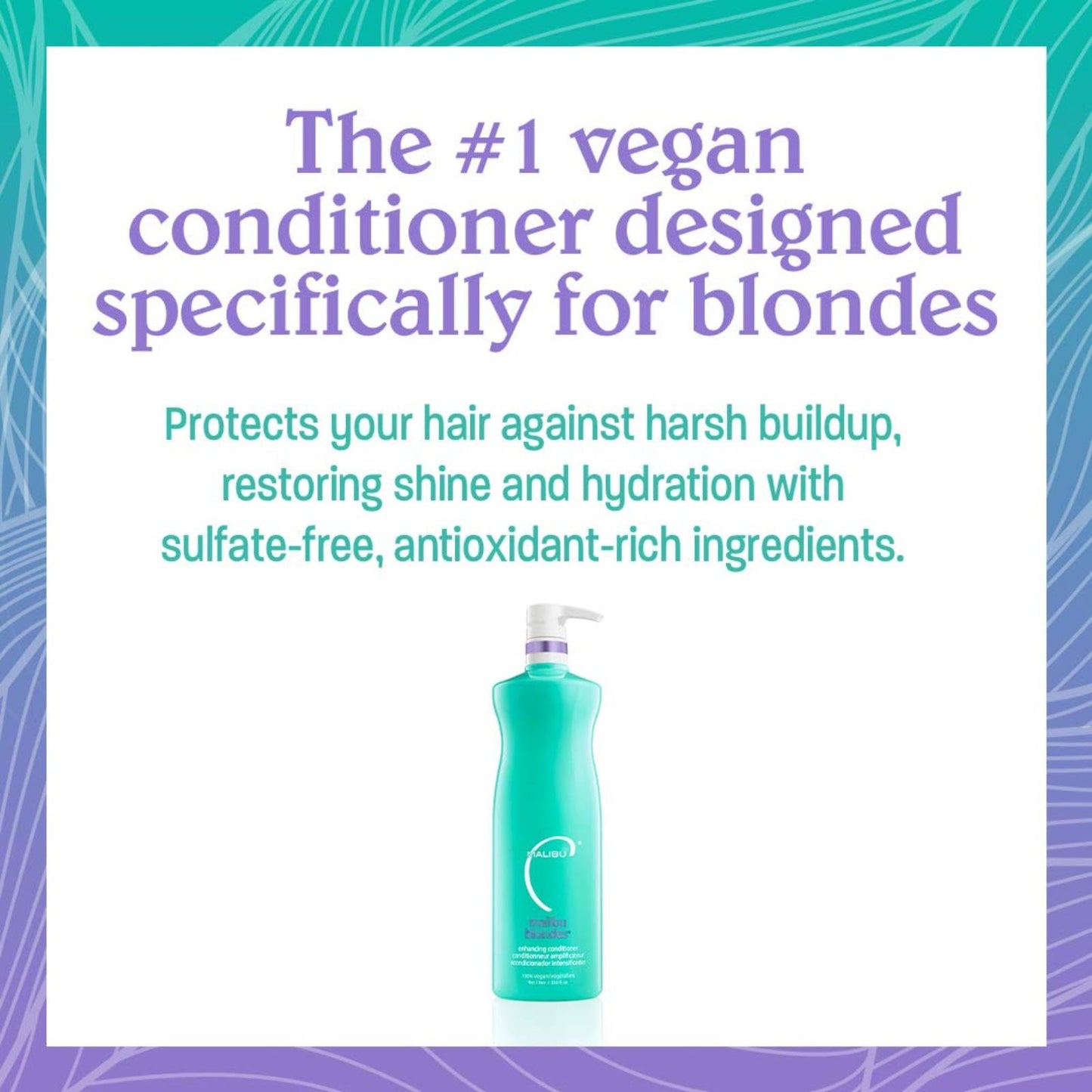 Malibu C Blondes Enhancing Shampoo & Conditioner Duo (33.8 oz) - Revitalizing Purple Shampoo & Conditioner for Hair Health + Brilliancy - Blondes Hair Care