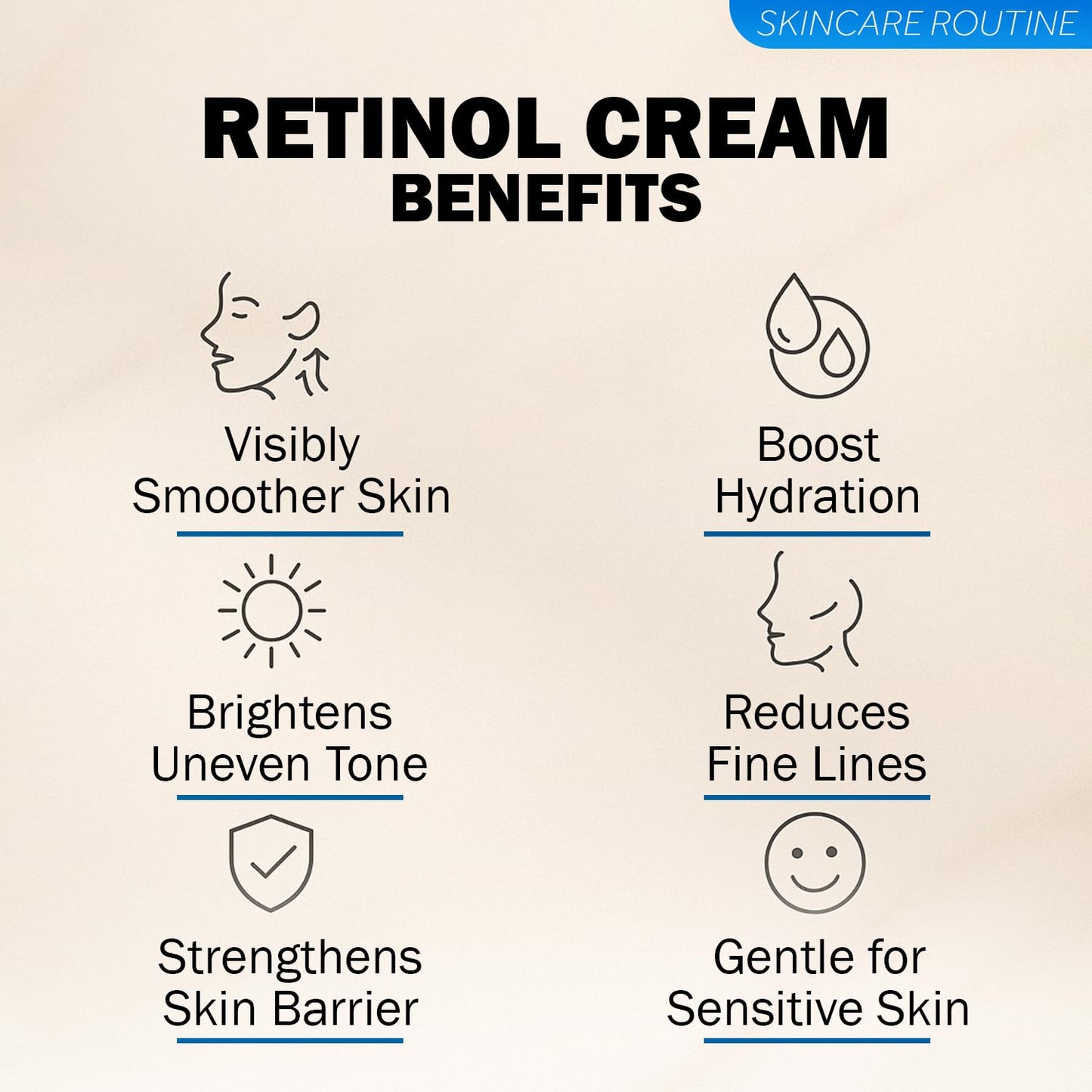 Retinol Cream for Face – Gentle Hydrating Moisturizer with Hyaluronic Acid, Bakuchiol & Niacinamide – Lightweight, Non-Greasy Formula for Soft, Smooth, Radiant Skin – Day & Night Use - 50 ml