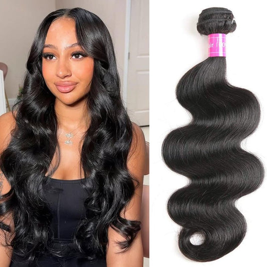 Fopeela 12A Body Wave Bundles Human Hair 1 Bundle 20 Inch 100% Unprocessed Brazilian Virgin Body Wave Human Hair Bundles for Women Natural Black