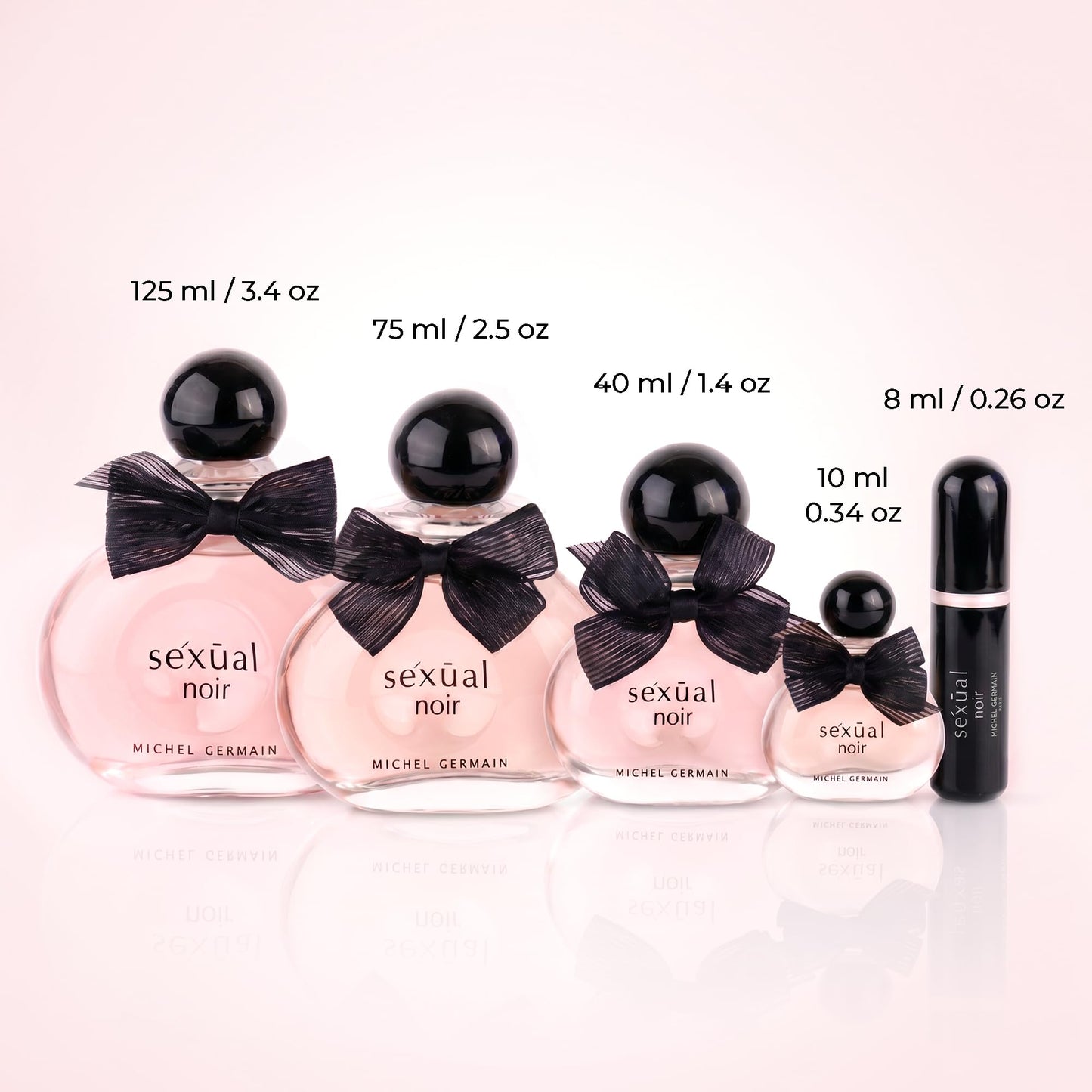 Michel Germain Sexual Noir Eau de Parfum Refillable Purse Spray, Top Notes of Strawberries, Mandarin and Lime, Long-Lasting, Warm Floral & Sensual Gift for Her, 0.15 Fl Oz