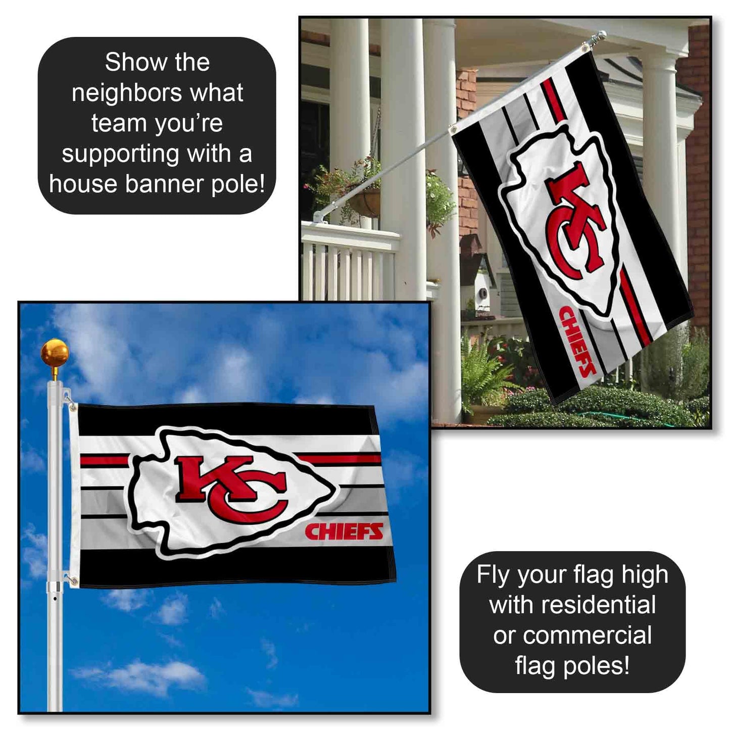 WinCraft Kansas City Chiefs Retro Stripes Large 3x5 Flag