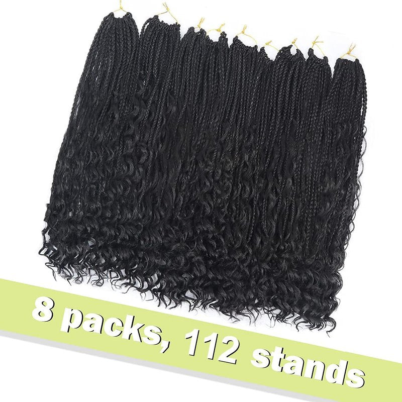 Goddess Box Braids Crochet Hair With Curly Ends 20 Inch Bohomian Box Braids Crochet Braids 8 Packs 3X Crochet Braids Synthetic Braiding Hair Extension for Black Women (20 Inch (Pack of 8), 1B)…