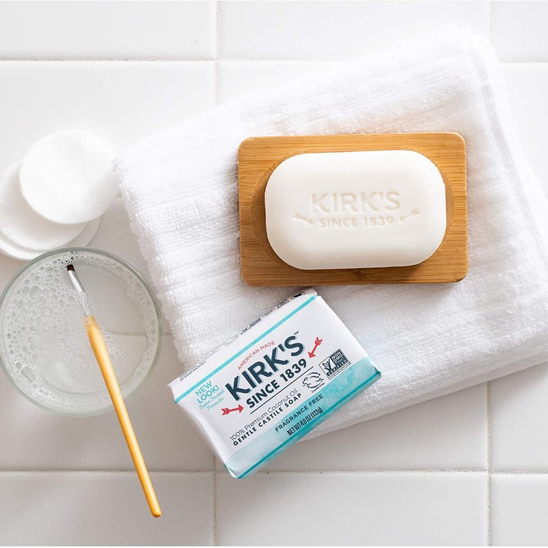 Castile Bar Soap by Kirkâ€™s | Clean Soap for Men, Women & Children | Premium Coconut Oil | Sensitive Skin Formula, Vegan | Fragrance-Free/Unscented | 4 oz. Bars - 12 Pack