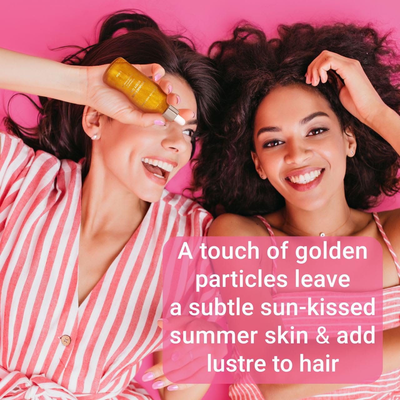 Natura Oceanía Argan oil with shimmer_for body and hair. Silky, lightweight, and illuminating oil with premium sweet and floral fragnance. Made in California