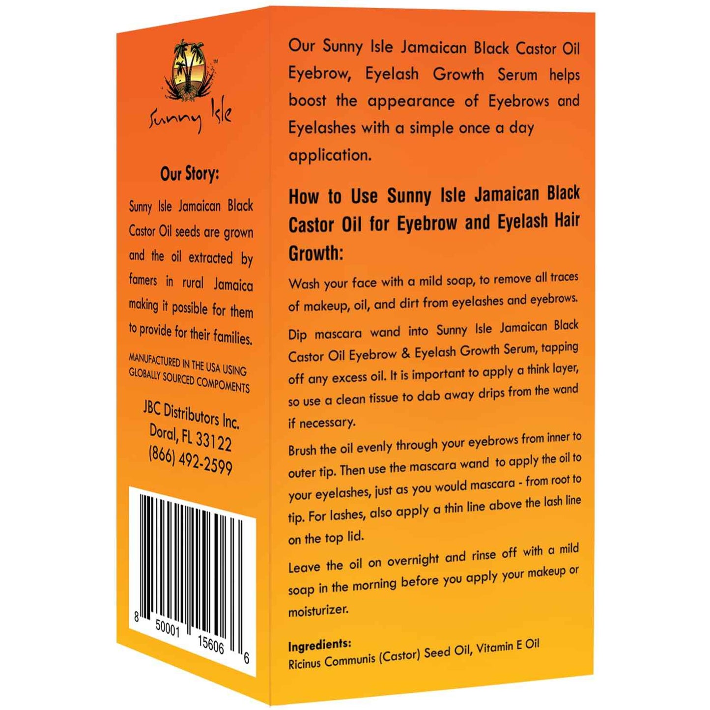 Sunny Isle Jamaican Black Castor Oil Eyelash & Eyebrow Growth Serum 2oz