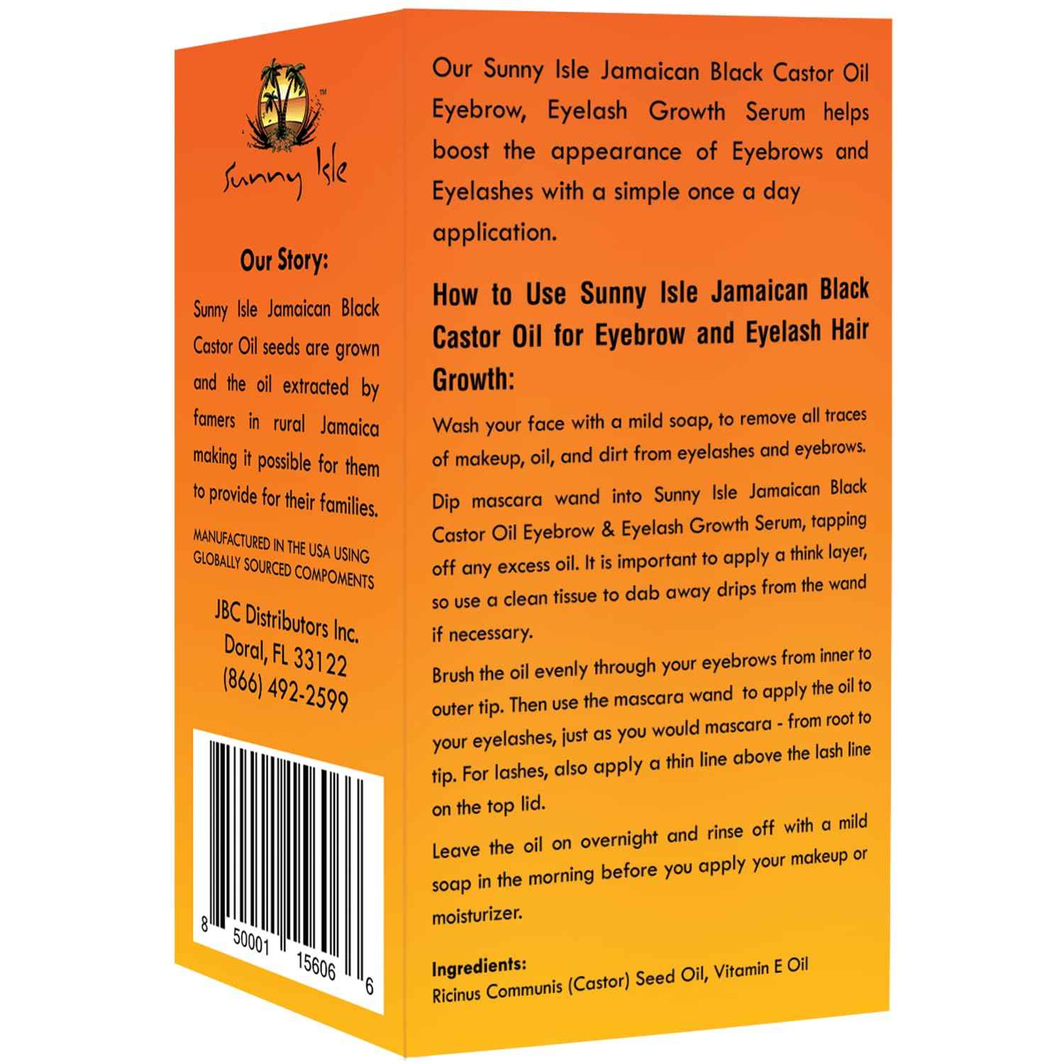 Sunny Isle Jamaican Black Castor Oil Eyelash & Eyebrow Growth Serum 2oz