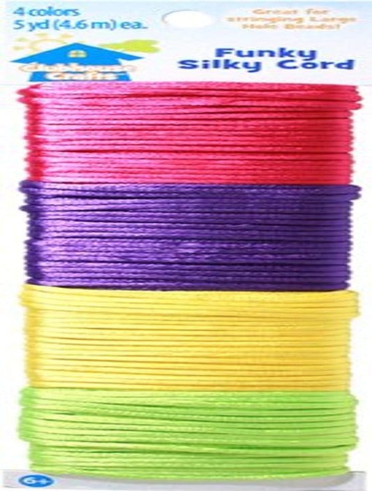 Sulyn Funky Silky Cord, Multicolor Nylon, Beading Cord, 4 Colors, 5 Yards Each, 0.4 Inches