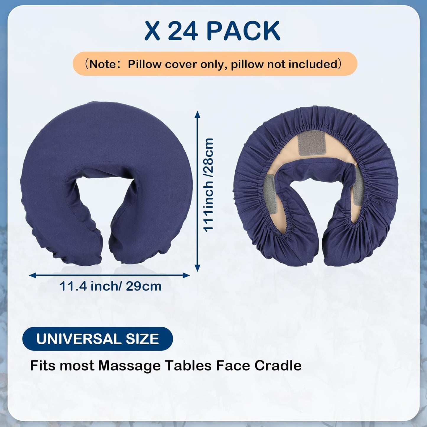 Macarrie 24 Pcs Face Cradle Covers - Soft Microfiber Massage Table Headrest Sheets | Oil-Proof Navy Blue