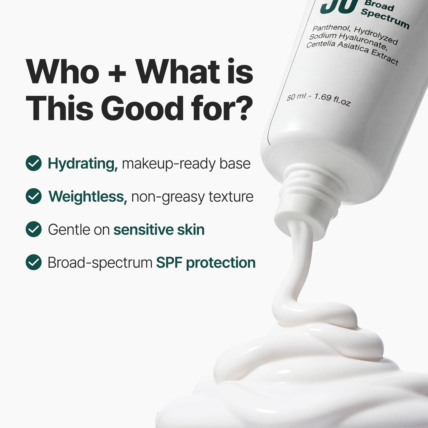P.CALM Water Barrier Sunscreen SPF50+ PA++++ | Lightweight Hydrating Glow Sunscreen with Panthenol, No Whitecast Daily Face Sunscreen for Sensitive Skin | Korean Skincare, 50ml / 1.69 fl.oz
