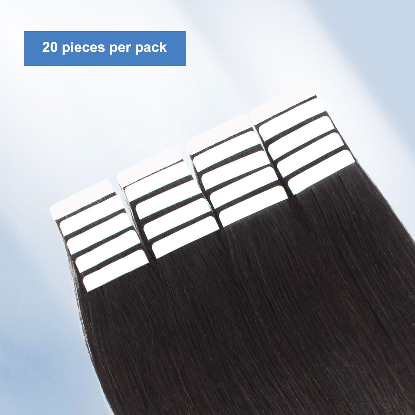 Sixstarhair Semi-Permanent Pre-taped Tape In Hair Extensions Traceable Remy Human Hair New Trend Invisible, Seamless and Reusable, Off Black Tape In Hair [Color 1B#-16inch]