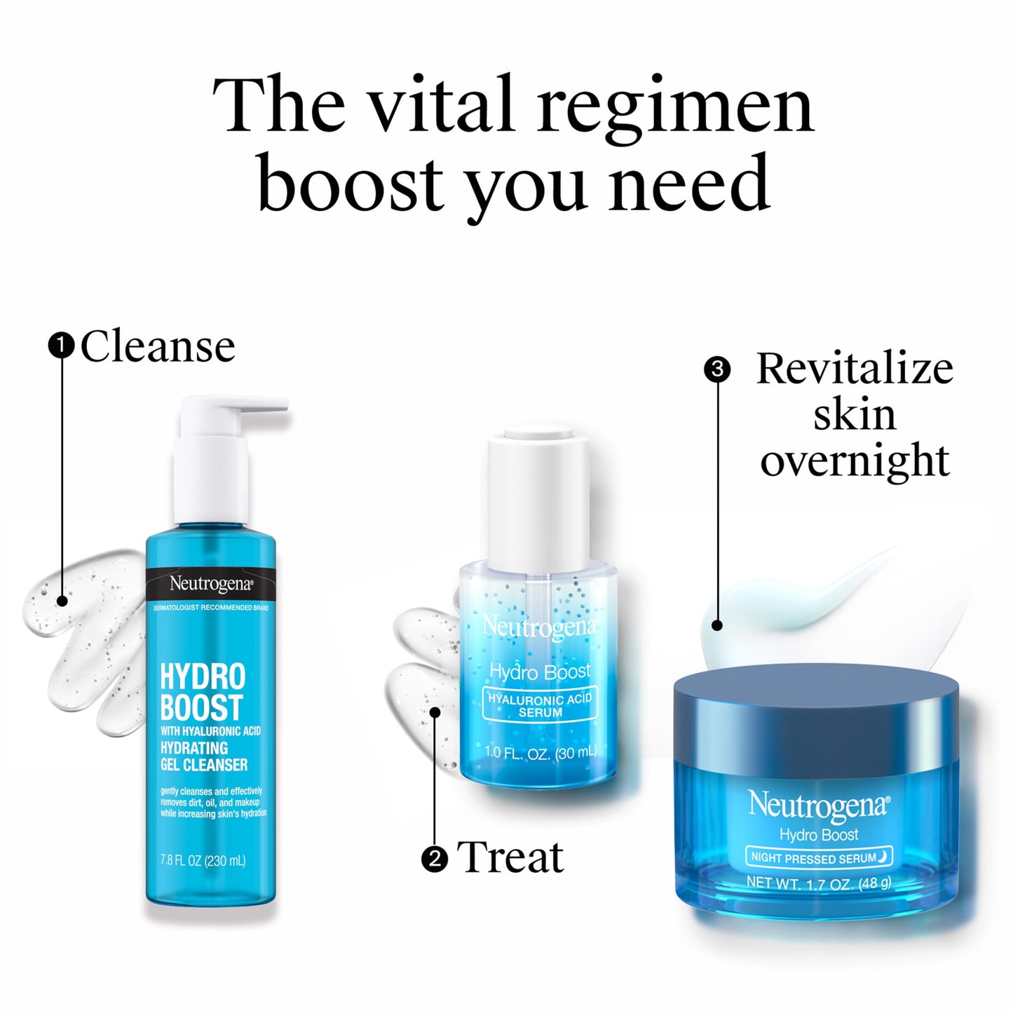 Neutrogena Hydro Boost Night Pressed Serum - with Hyaluronic Acid & Antioxidants, Hydrating Face Moisturizer that Restores & Revitalizes Skin Overnight, for Normal to Extra Dry Skin, 1.7 oz