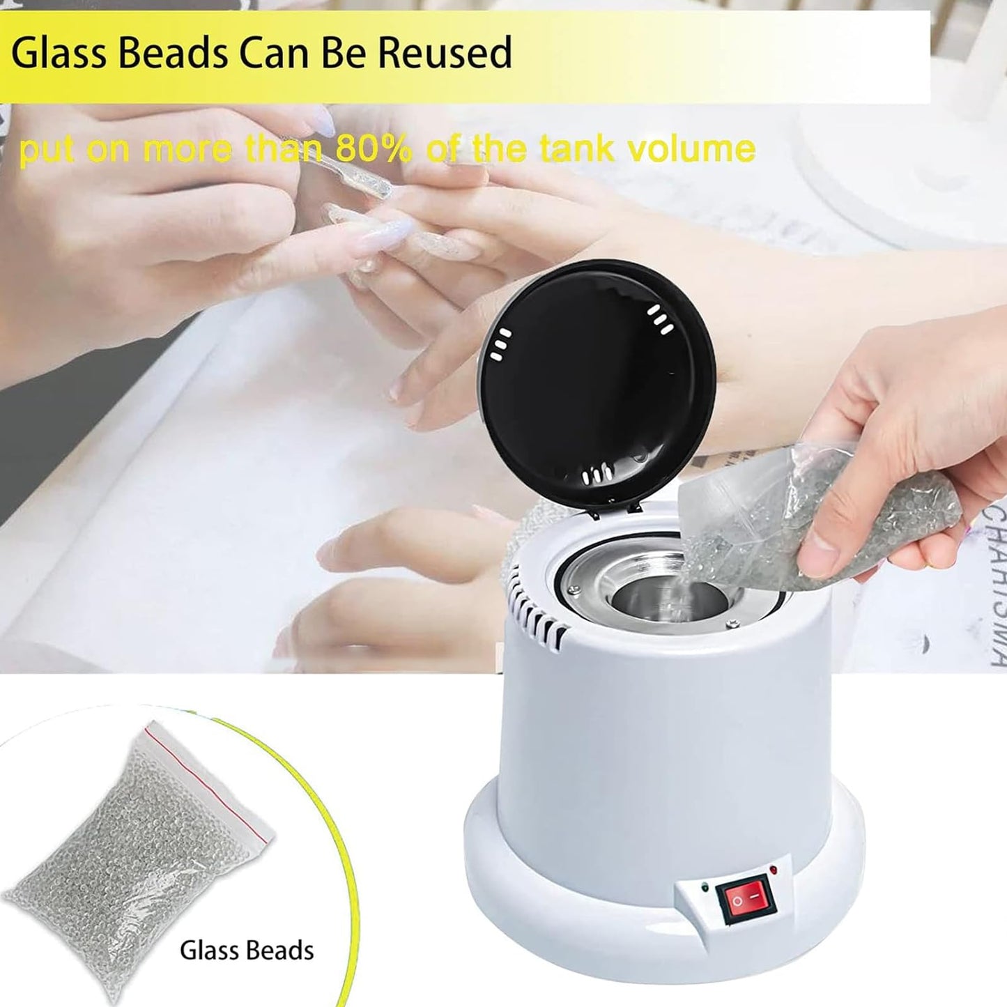 ALLGLAM Nail Tool Sterilizer High Temperature Nail Salon Cleaner Machine Pot For Lash Tool Manicure Tweezers Scissors