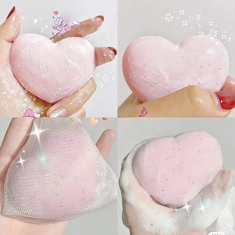 PELICAN SOAP Exfoliating Soap Bar for Sensitive Skin, Exfoliating Bar Soap for Women & Men with Aloe Extract & Jojoba Seed Oil, Hydrating Exfoliating Scrub Soap bar, Japanese Skincare 2.8 Oz 3EA PEACH