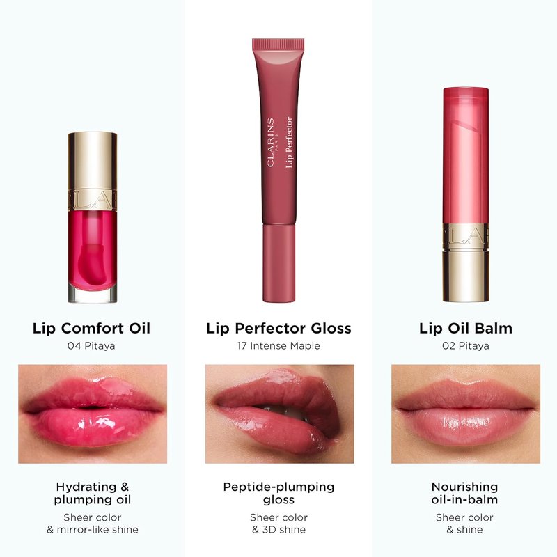 Clarins Lip Perfector - Peptide Plumping Hydrating Lip Gloss | Non-Sticky Shine, Sheer Shimmer Finish | 0.35 Ounces