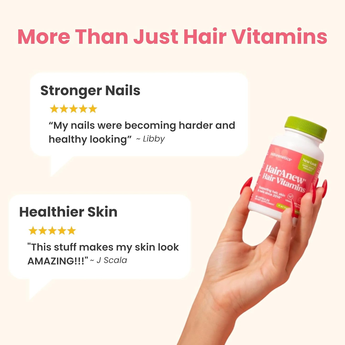 Hair Growth Vitamins - Vegan Formula for Faster Hair Growth | 60 Capsules with 5000mcg Biotin for Thicker, Fuller Hair & Enhanced Skin & Nail Health