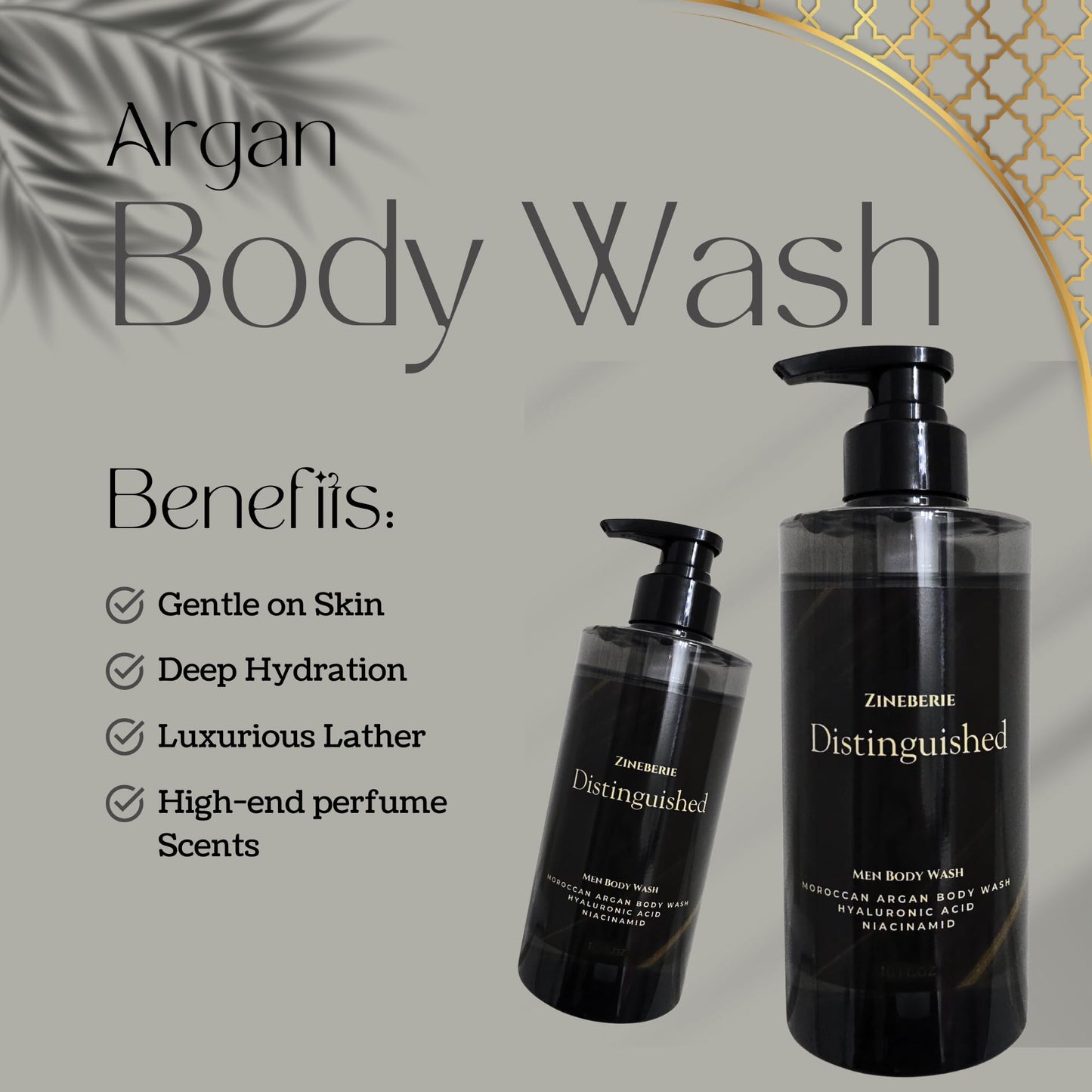 New! Large 550 ml Luxurious Light Oud Scented Men Body Wash with Argan Oil, Hyaluronic Acid,and Niacinamide. Rich Lather and extreme moisturization. Made Only for Men! Paraben and dye free! 20 fl oz