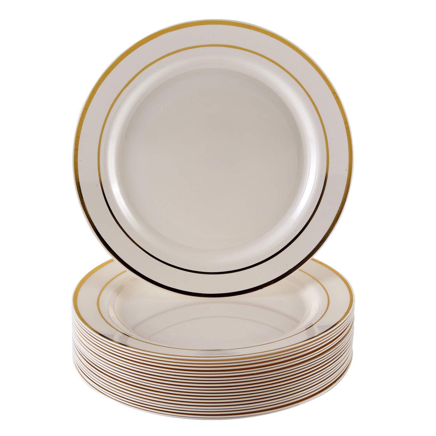 DISPOSABLE PLASTIC SIDE PLATES 7.5" Glare Ivory/Gold (20 pc)