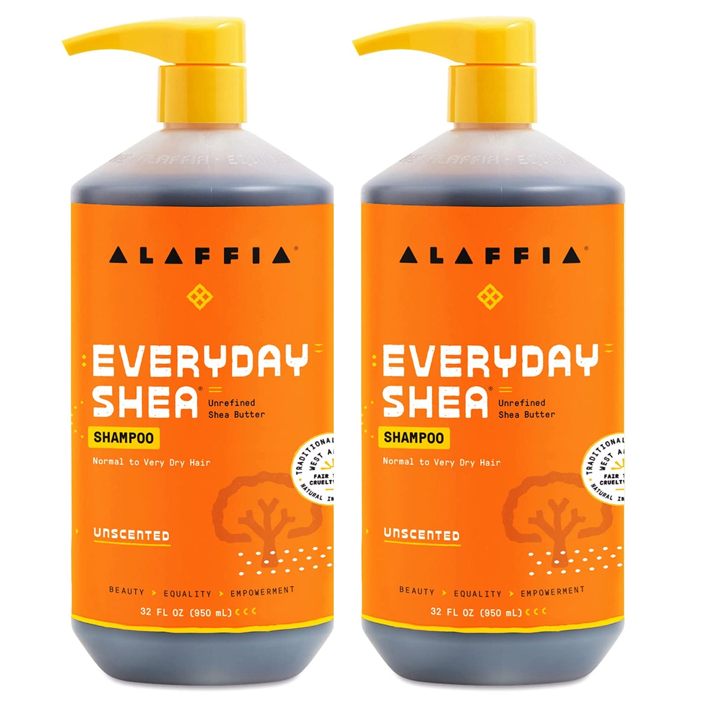 Alaffia Shampoo, Unscented 2-Pack – EveryDay Shea Sulfate-Free Shampoo with Moisture-Rich Shea Butter and Coconut Oil, 32 Oz Ea