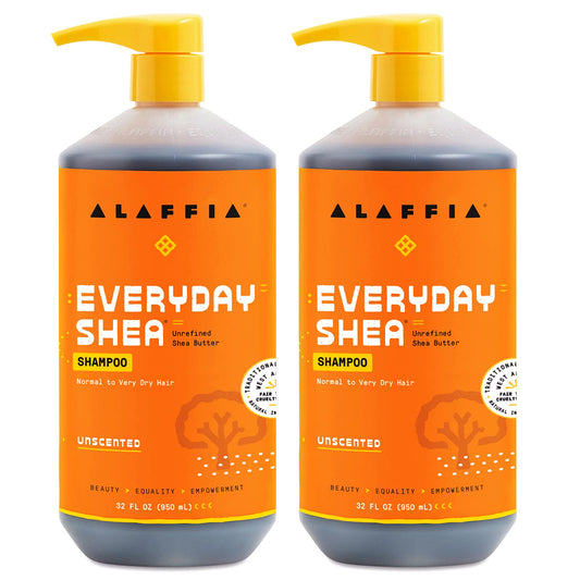Alaffia Shampoo, Unscented 2-Pack – EveryDay Shea Sulfate-Free Shampoo with Moisture-Rich Shea Butter and Coconut Oil, 32 Oz Ea