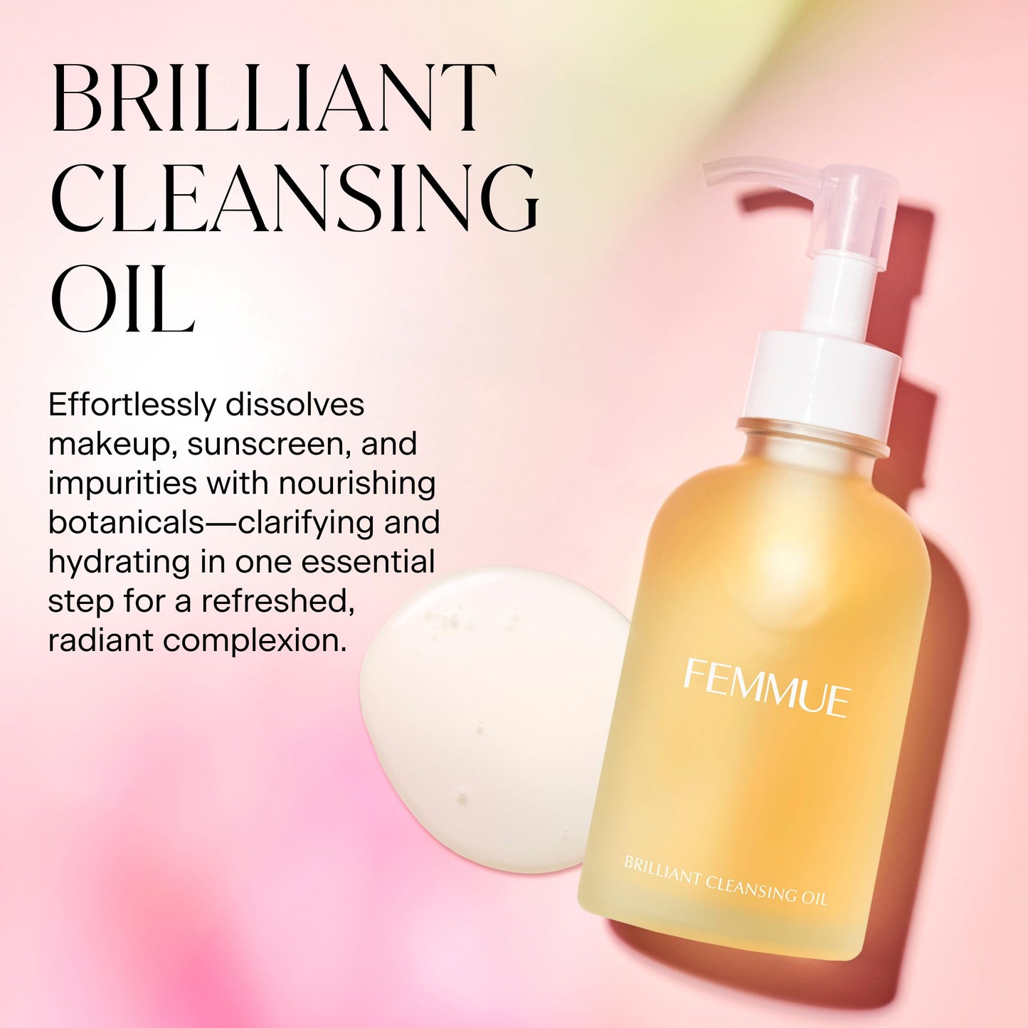 FEMMUE Brilliant Cleansing Oil (4.23 oz) | Luxurious Camellia Oil Face Cleanser & Gentle Makeup Remover | Hydrating and Moisturizing Korean Skincare | Fortifies Skin Barrier