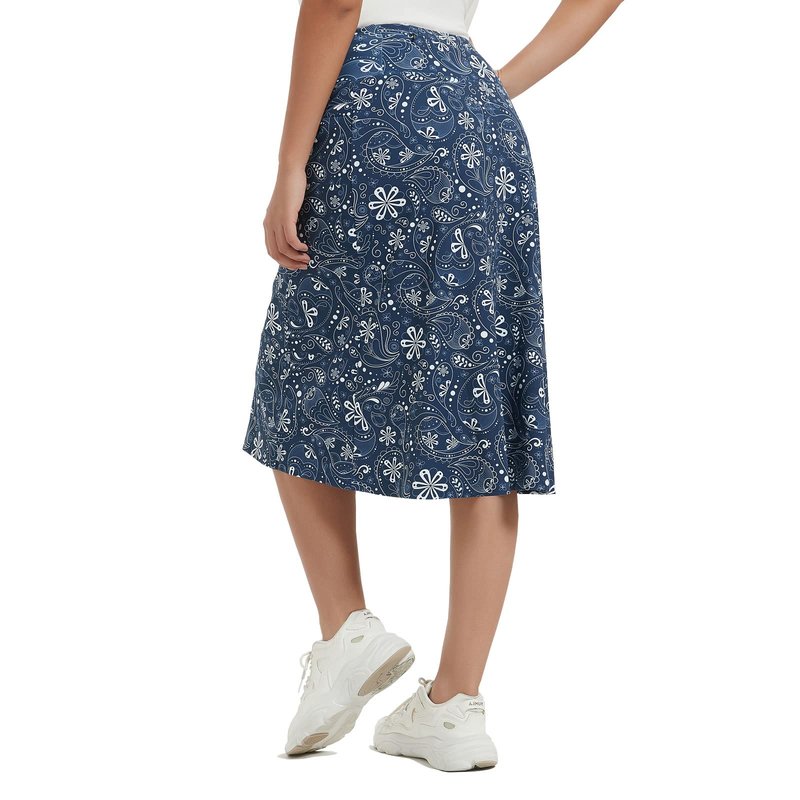 NOOYME 28" Skorts for Women with 3 Pockets Modest Knee Length Athletic Midi Skirts (Medium,Navy)