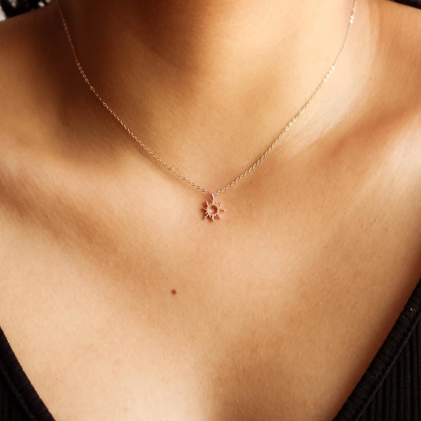 Ieftop Gold Necklace for Women - Dainty 14k Gold Plated Tiny Sun Choker Necklaces for Women Trendy Jewelry