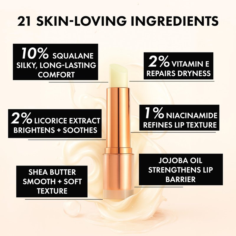 Clinexil Lip Balm – Hydrating Lip Repair with Cold-Pressed Oils, 10% Squalane, Vitamin E & Ceramides – Moisturizing Lip Butter for Dry Cracked Lips – Clean, Non-Toxic Lips Care for Women – 004 NT