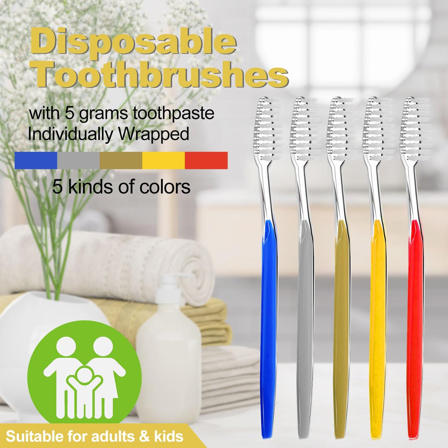 fafortune Disposable Toothbrushes with Toothpaste and Comb for Homeless Individually Wrapped-Suitable for Hotel,Air Bnb,Shelter/Homeless/Nursing Home/Charity (100PCS)